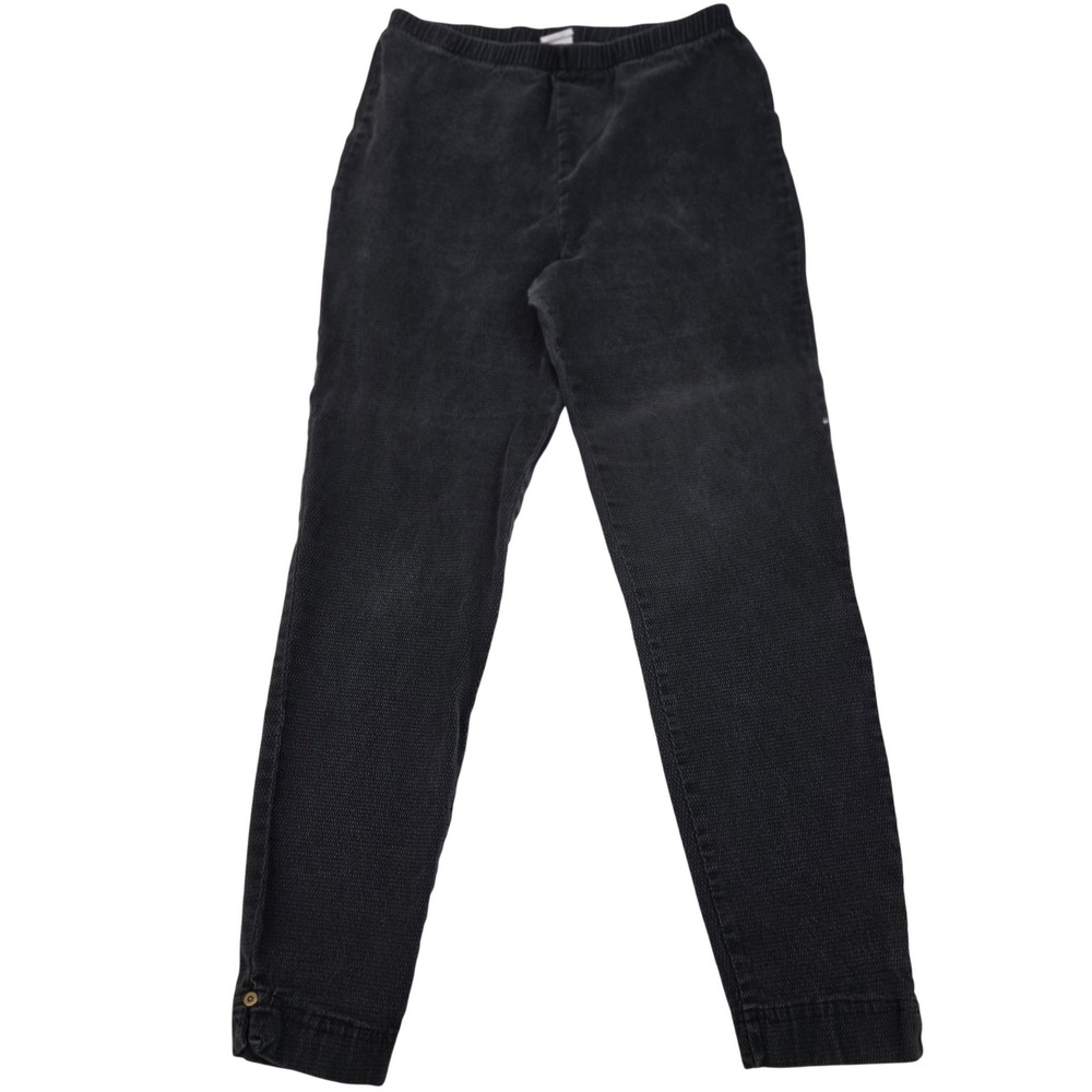 Vintage Honors High Rise Pants Women's XL Black Textured Stretch Mom Ankle Snap‎